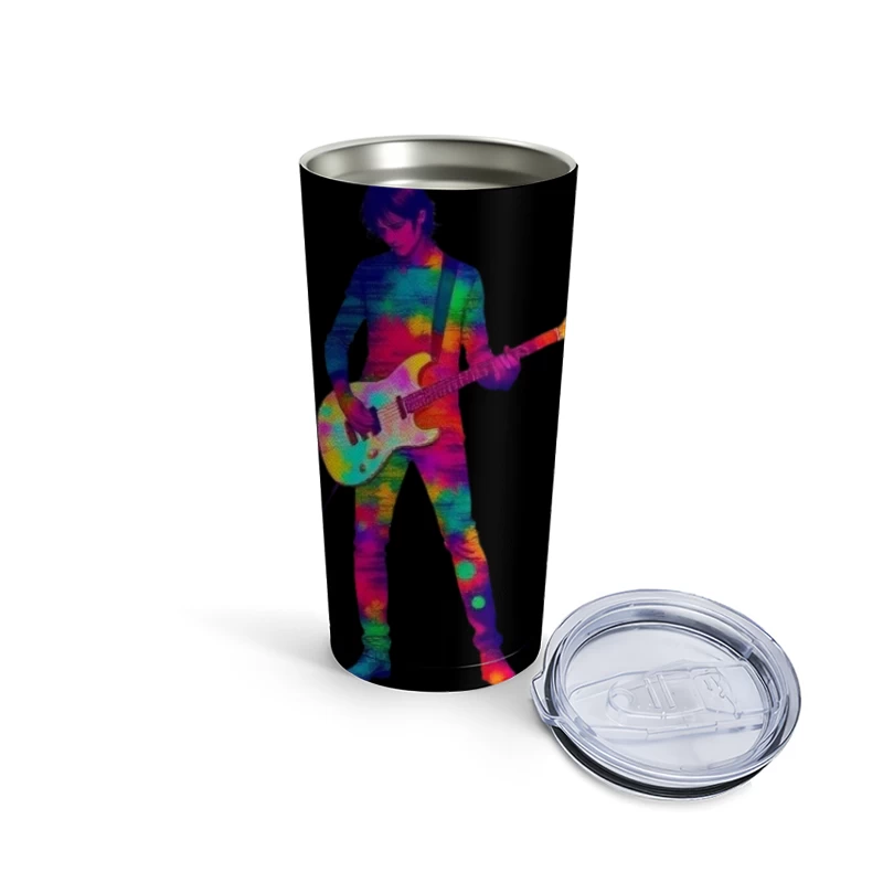 Colorful Musician Playing Electric Guitar Travel Mug