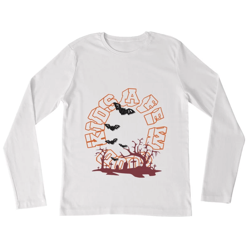 Halloween-Baum mit Fledermäusen Damen Langarm T-Shirt