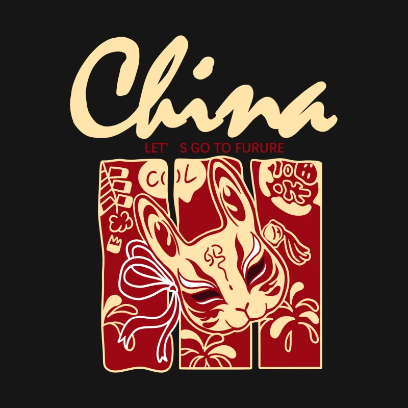 Traditionelles chinesisches Kaninchen-Design Herren T-Shirt