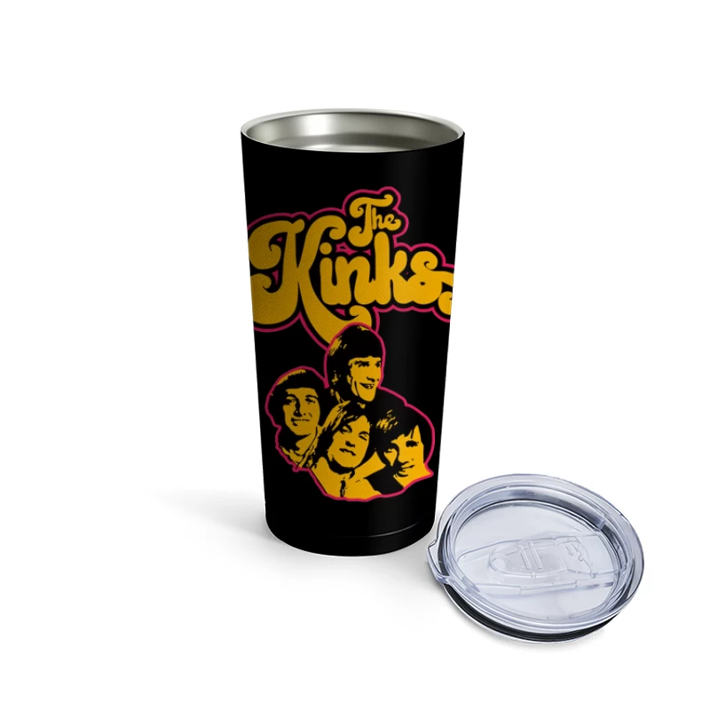 The Kinks Vintage Band Logo with Silhouettes Travel Mug