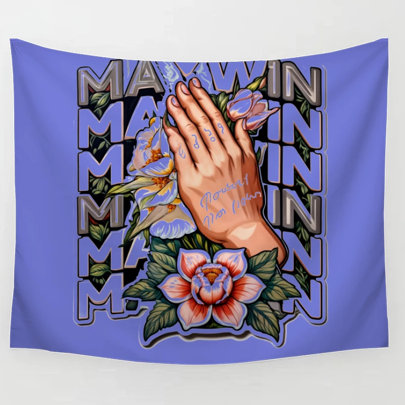 Praying Hands with Floral Design Tapestry