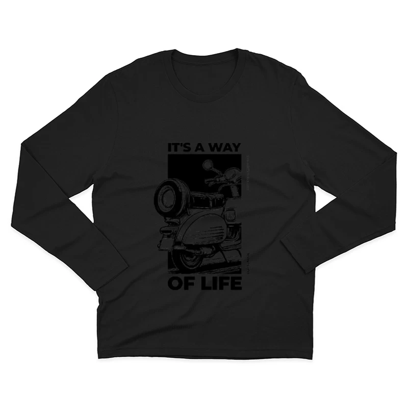 Vintage Scooter Lifestyle Illustration Male Long Sleeve T-Shirt