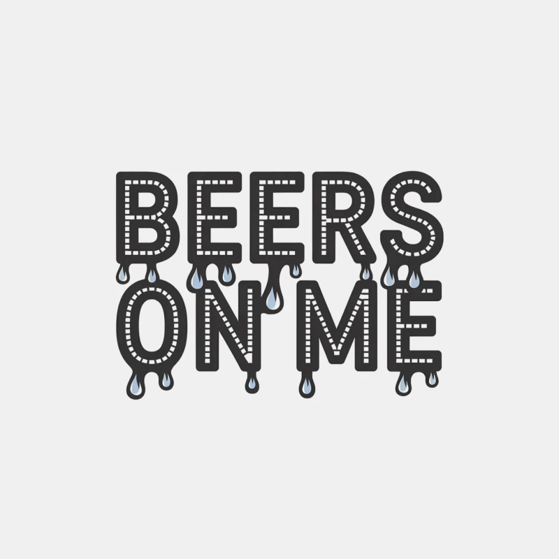 Dripping Beer Typography: Humorous Slogan in Black and White Male Tank Top