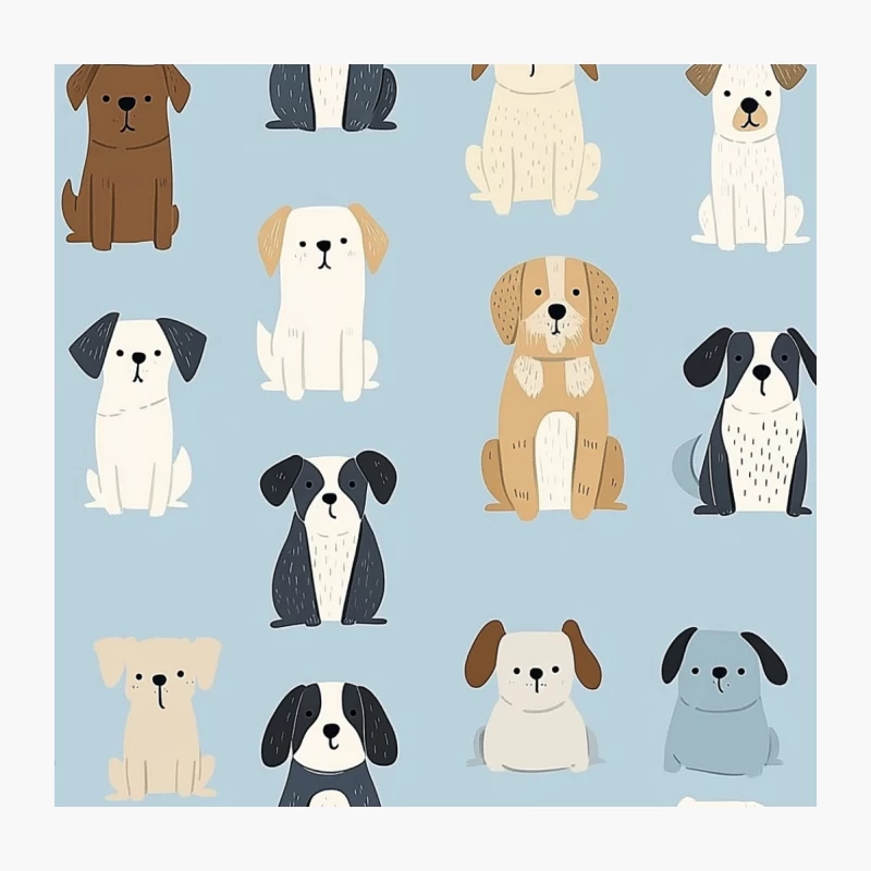 Cute Cartoon Dog Pattern Illustration Throw Pillow