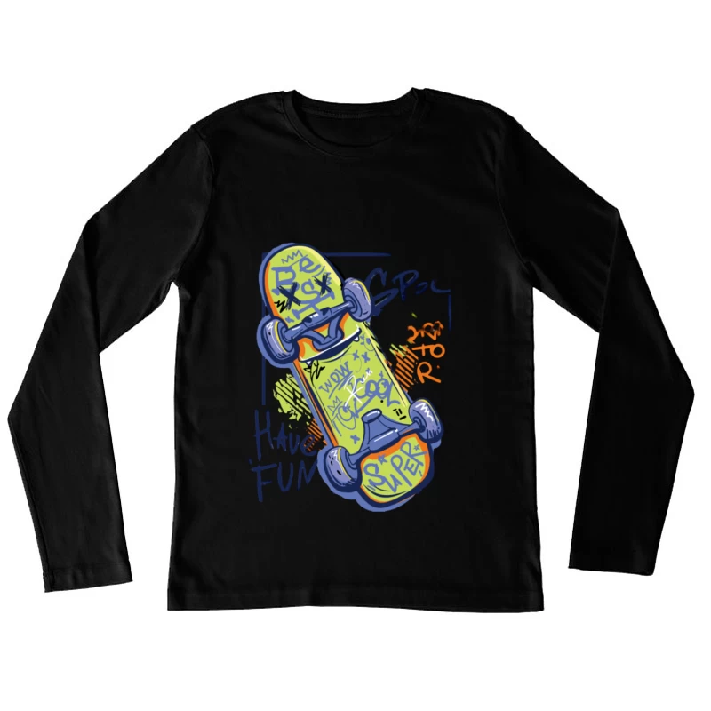 Funky Skateboard Design Damen Langarm T-Shirt