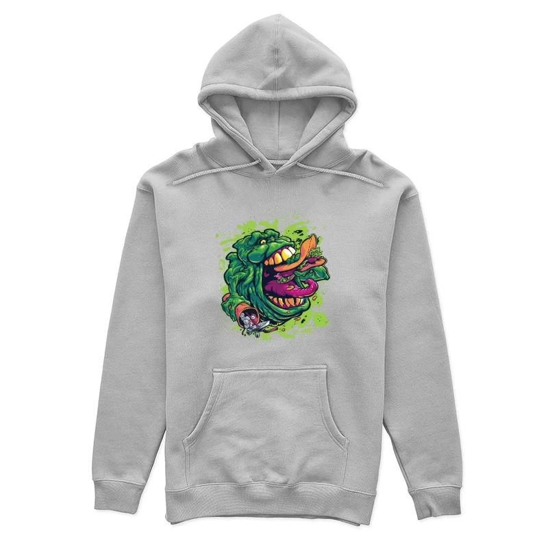 Colorful Monster Eating Food Illustration Female Pullover Hoodie