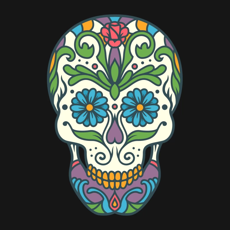 Crâne de sucre coloré pour le Jour des Morts Femme T-Shirt