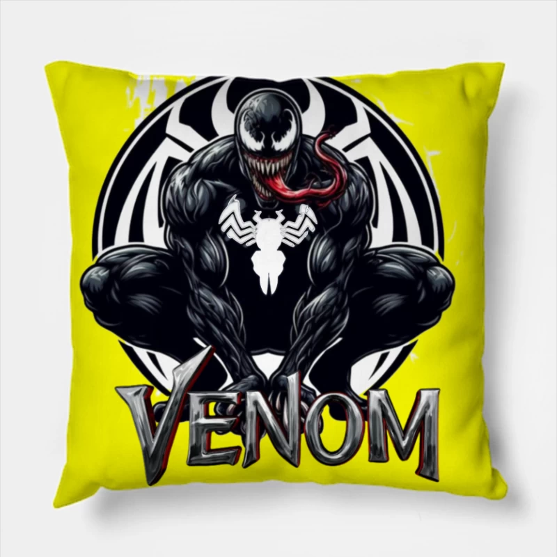 Venom Comic Art Throw Pillow