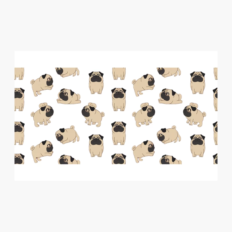 Cute Cartoon Pug Pattern: Repetitive Beige Dog Illustrations Travel Mug