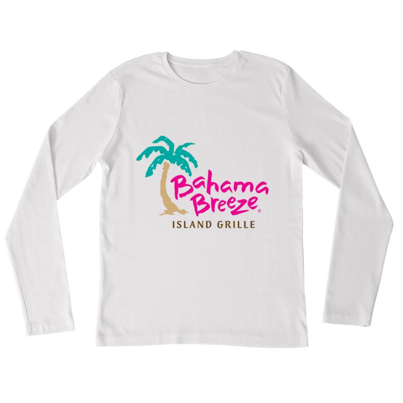 Bahama Breeze Island Grille Restaurant Logo with Tropical Palm Tree Female Long Sleeve T-Shirt