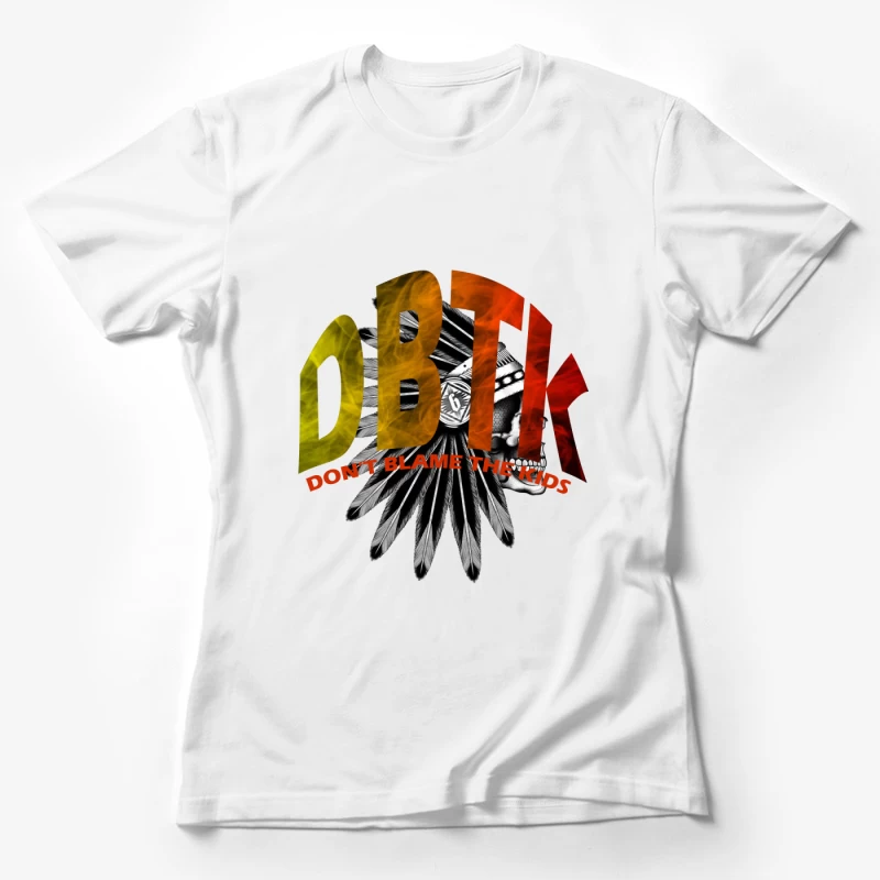 DBTK Logo Design Featuring Feathers and Skull Female T-Shirt