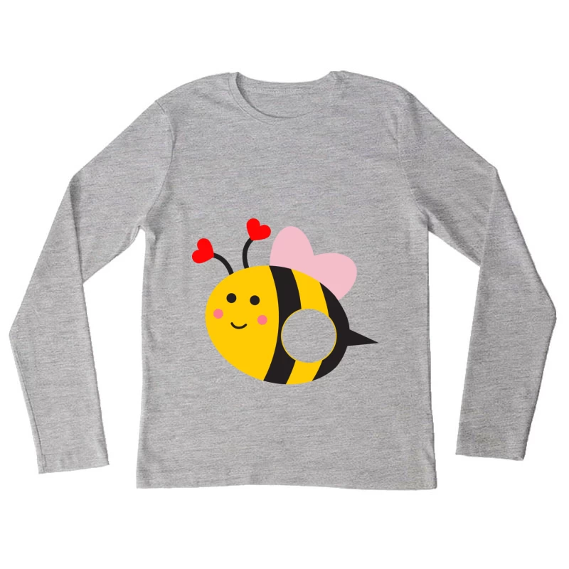 Abeille mignonne avec cœurs et ailes Femme Manches Longues T-Shirt