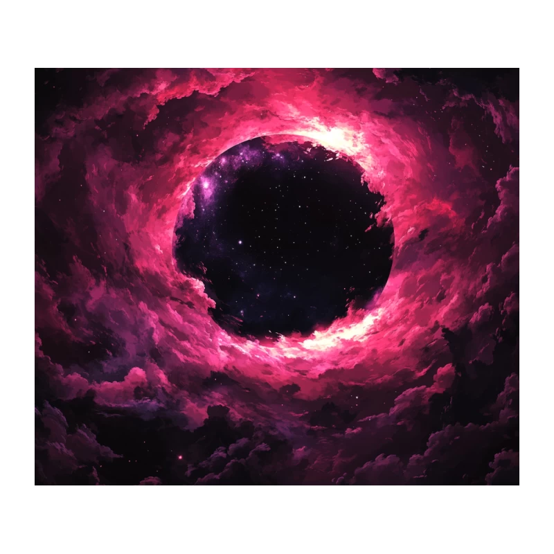 Cosmic Pink Nebula Surrounding Black Hole in Deep Space Tapestry
