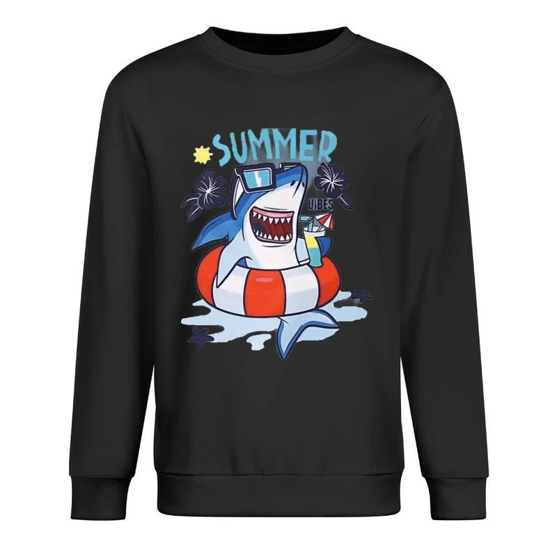 Sommerhai mit Sonnenbrille und Getränk Herren Pullover Sweatshirt