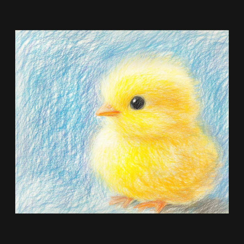 Adorable Yellow Baby Chick Colored Pencil Drawing Mouse Pad
