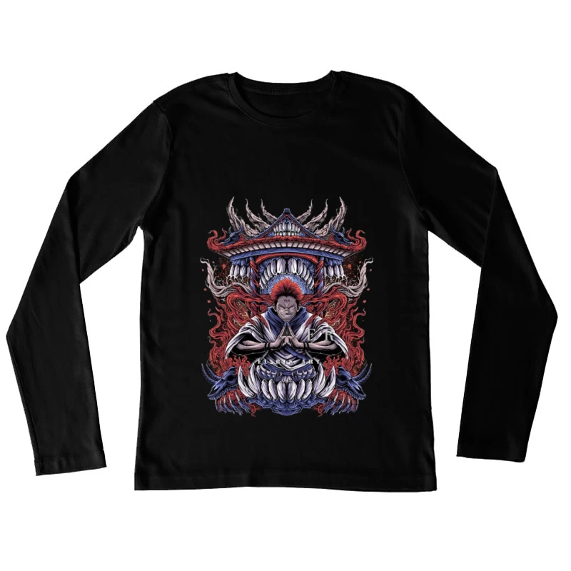 Mystische Kriegerkunst vor Tempel Damen Langarm T-Shirt