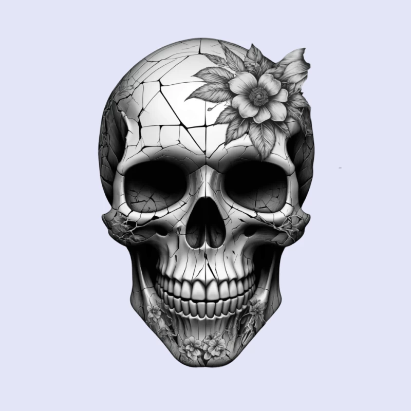 Intricate Floral Skull Design Pin