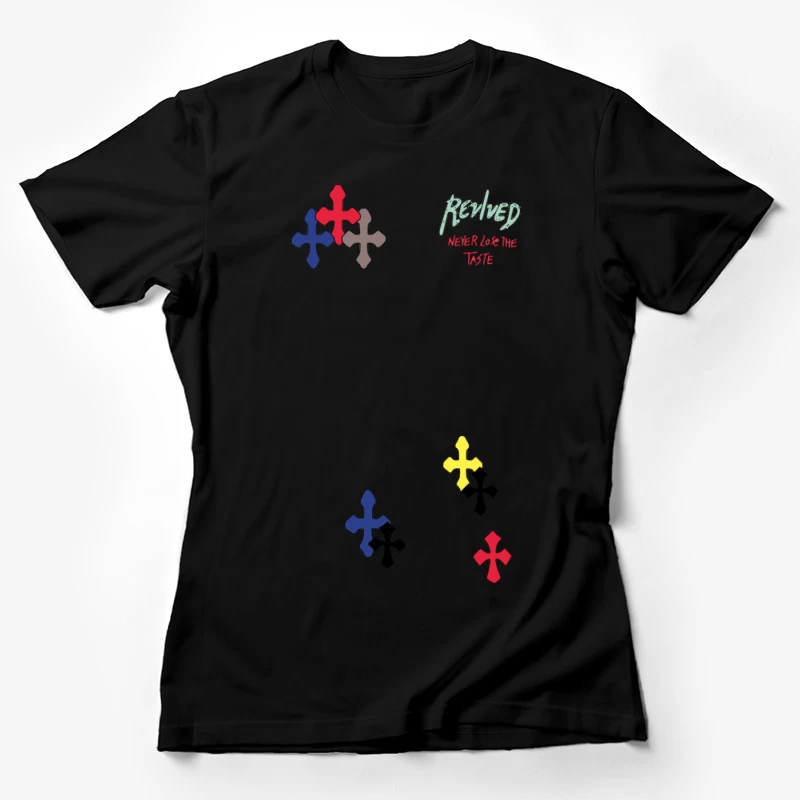 Buntes Kreuzmuster Design Damen T-Shirt