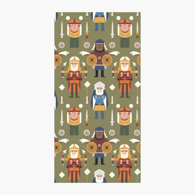 Whimsical Medieval Fantasy Character Pattern iPhone Case