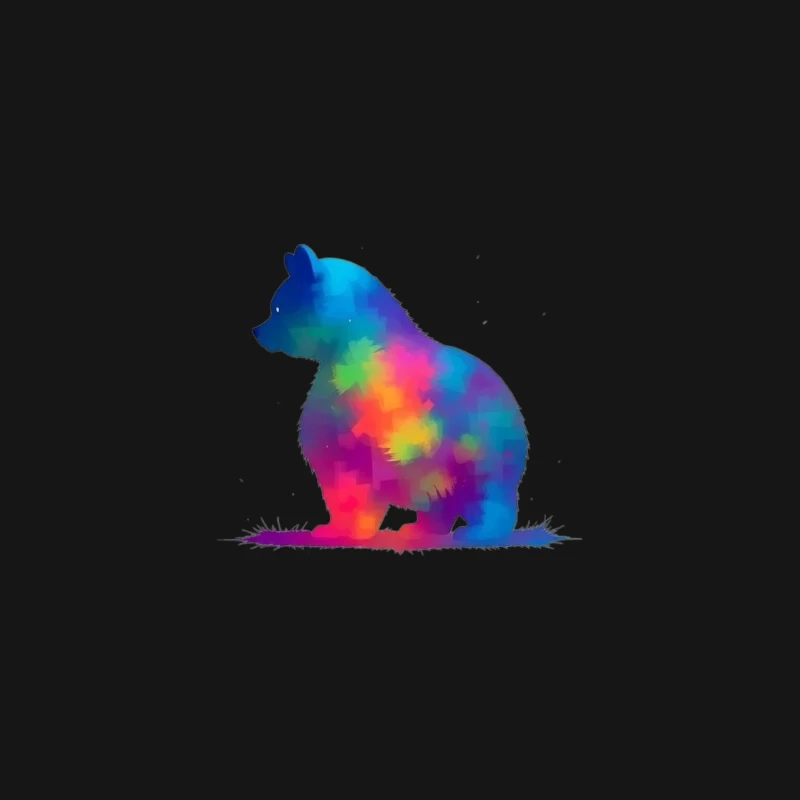 Rainbow Watercolor Bear Silhouette Art Desk Mat