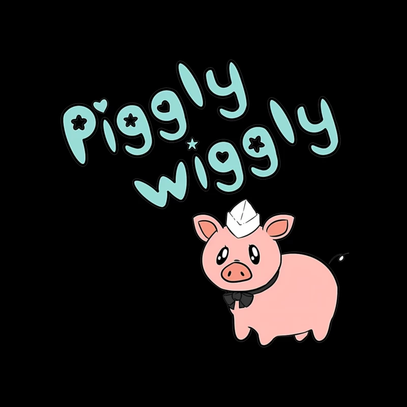 Cute Cartoon Pig with "Piggly Wiggly" Text Throw Pillow