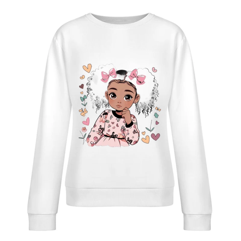 Niedliches Mädchen mit Schleifen im Haar Damen Pullover Sweatshirt