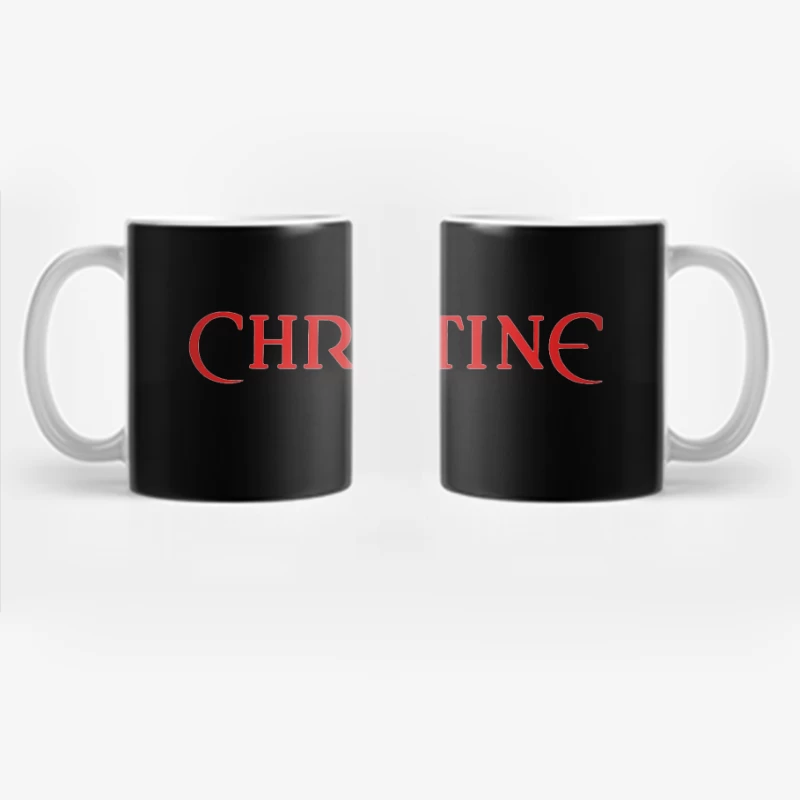 Christine (1983) Classic Horror Movie Logo in Red Typography Coffee Mug