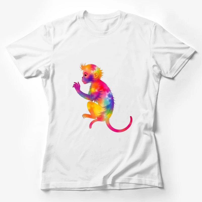 Rainbow Gradient Monkey Art Female T-Shirt