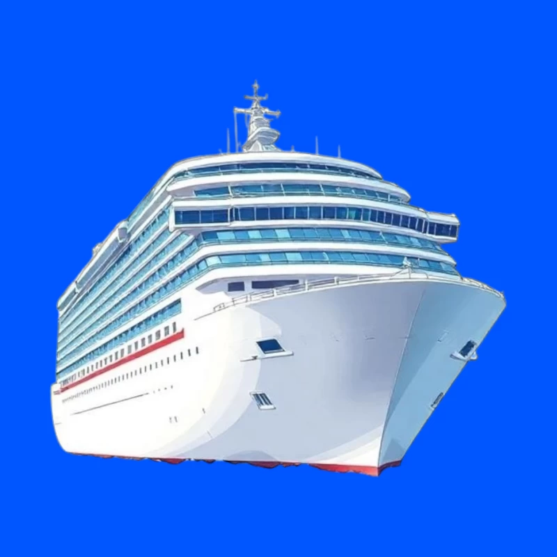 Modern Luxury Cruise Ship in White and Blue Design Pin