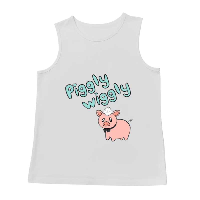 Cute Cartoon Pig with "Piggly Wiggly" Text Male Tank Top