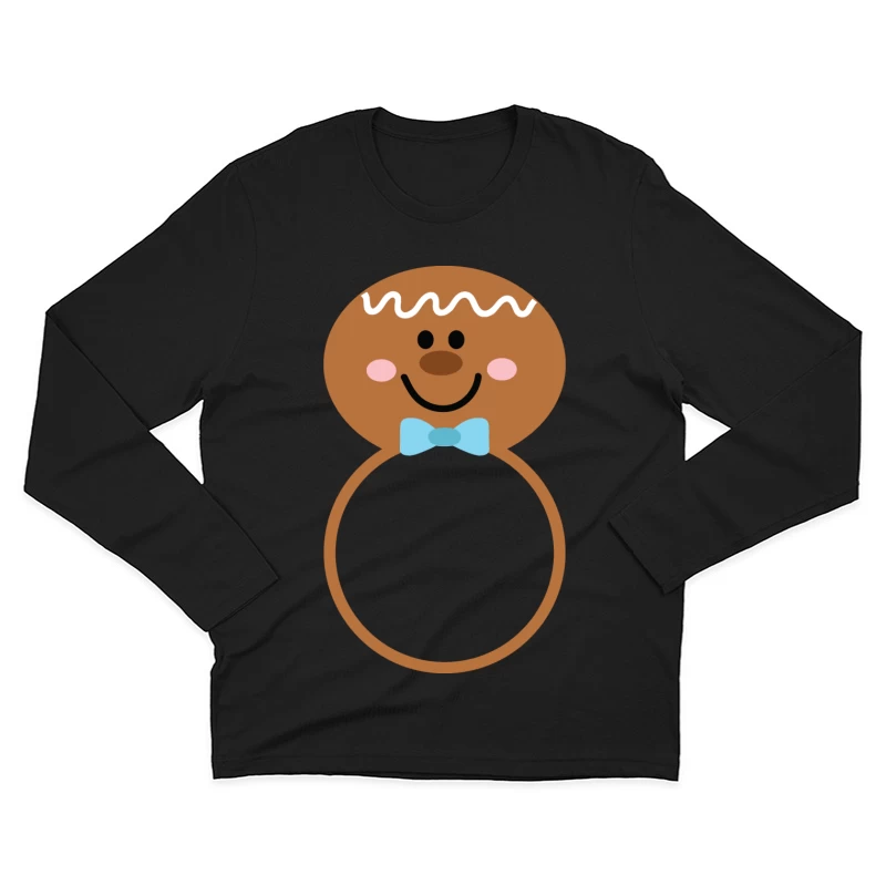 Bonhomme en pain d'épice avec nœud papillon bleu Homme Manches Longues T-Shirt