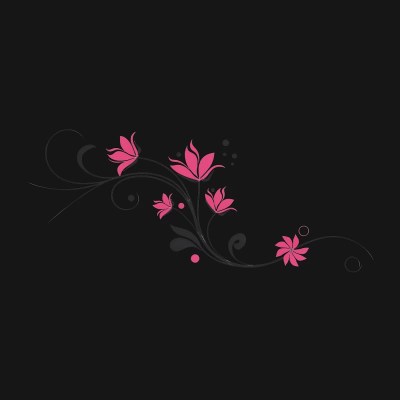 Elegant Pink Floral Swirl Design Desk Mat