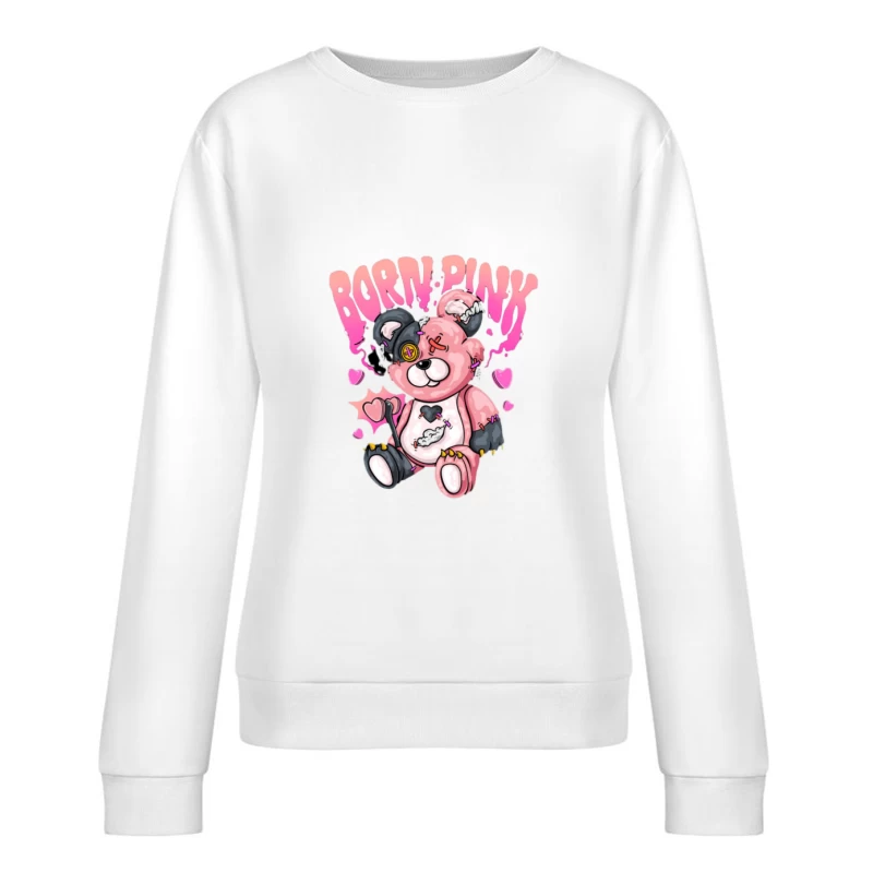 Süßer kaputter Teddybär mit Herzen Damen Pullover Sweatshirt