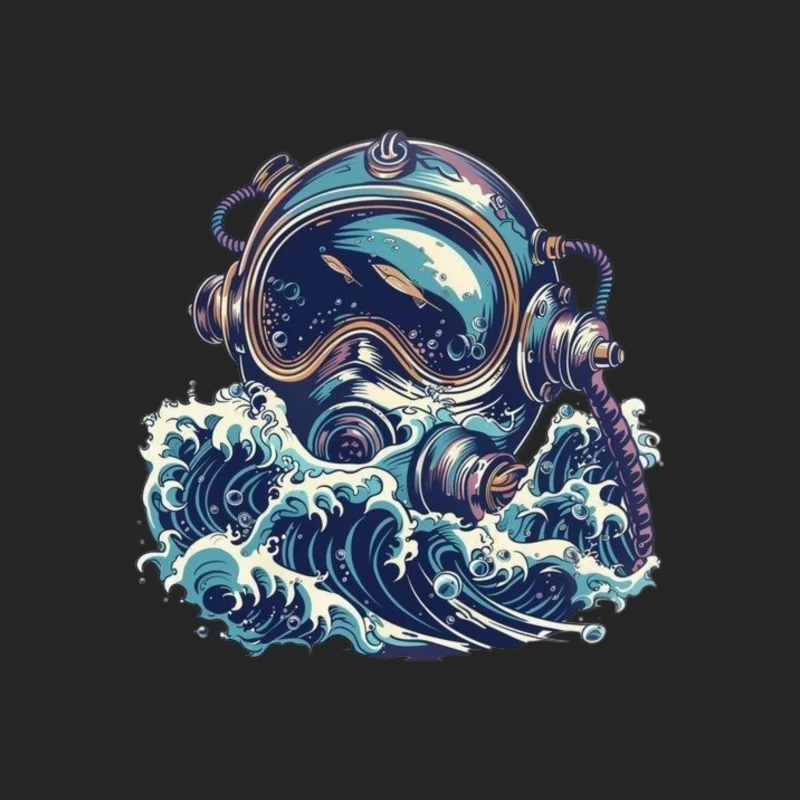 Vintage Deep Sea Diver Illustration Male Pullover Sweatshirt
