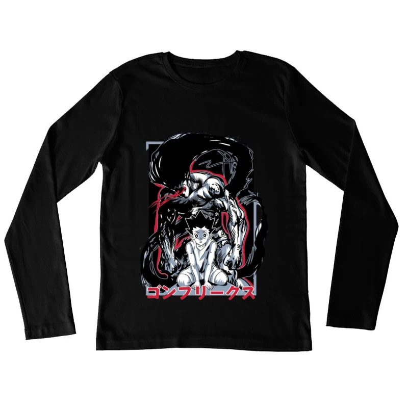 Anime Charakter und dunkle Gestalt Damen Langarm T-Shirt