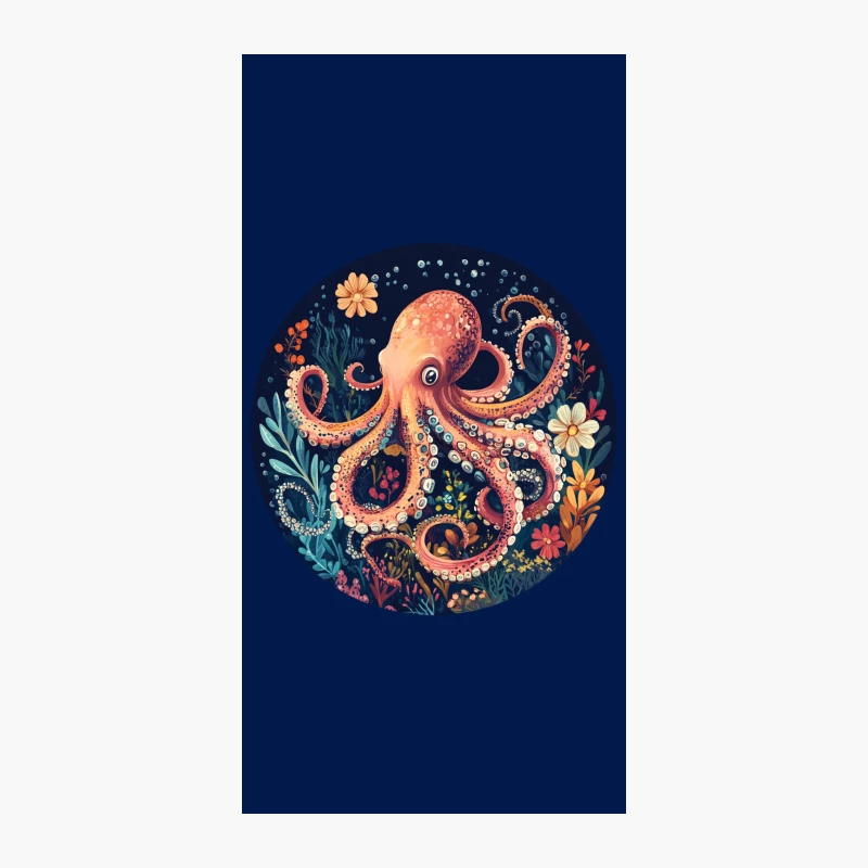 Vibrant Octopus in Underwater Floral Scene iPhone Case