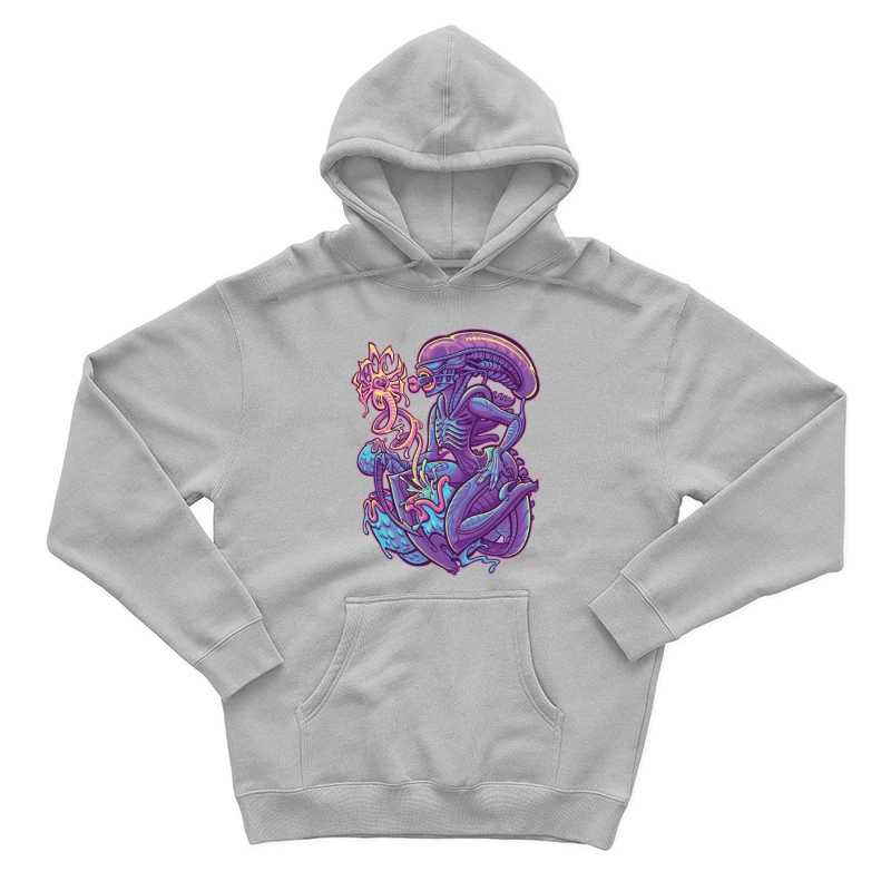 Colorful Surreal Alien Creature in Digital Art Male Pullover Hoodie