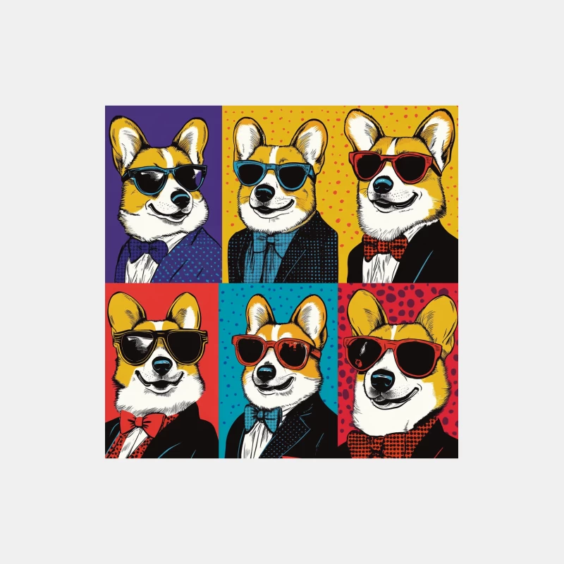 Stylish Corgi Pop Art Fashion Illustration with Sunglasses Male Tank Top