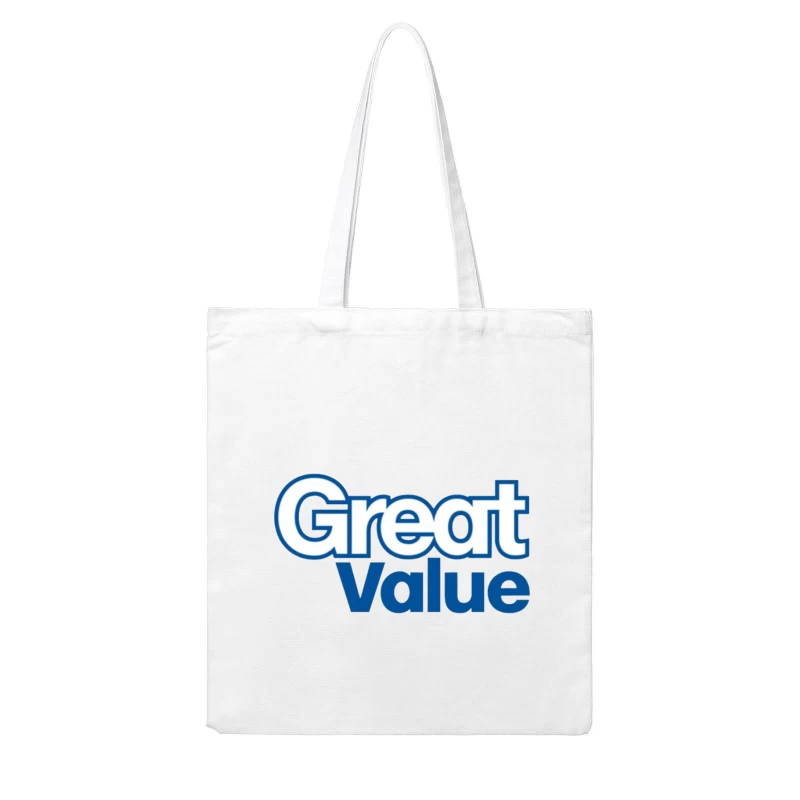 Great Value Walmart Store Brand Logo in Blue Text Cotton Tote Bag