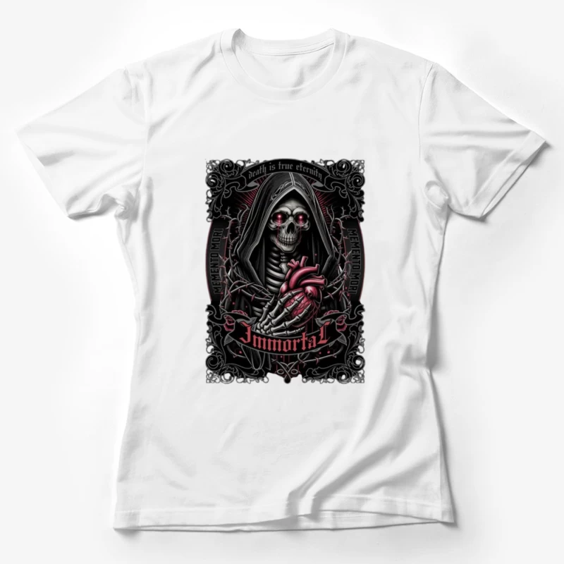 Gothic Immortal Reaper with Anatomical Heart Female T-Shirt