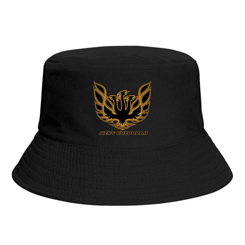 Black and Gold Phoenix King Ghidorah Emblem Logo Bucket Hat