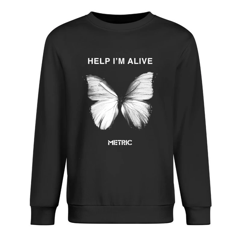 Metric Help I'm Alive Butterfly Male Pullover Sweatshirt