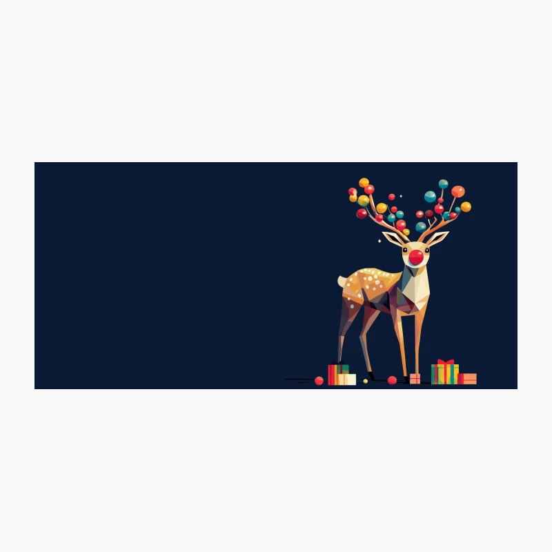 Geometric Holiday Reindeer with Colorful Ornament Antlers Coffee Mug