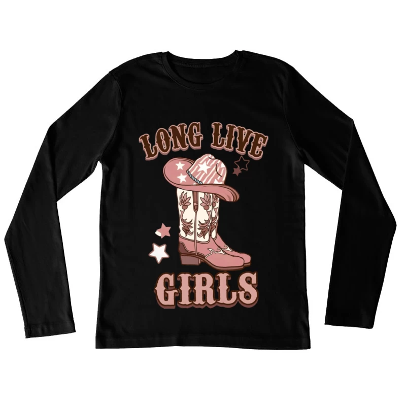 Cowboy-Stiefel und Hut im Western-Stil Damen Langarm T-Shirt