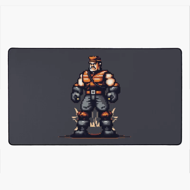 Retro Pixel Art Military Combat Hero Desk Mat