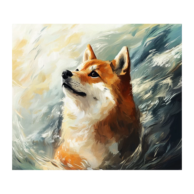 Artistic Portrait of a Majestic Shiba Inu Tapestry