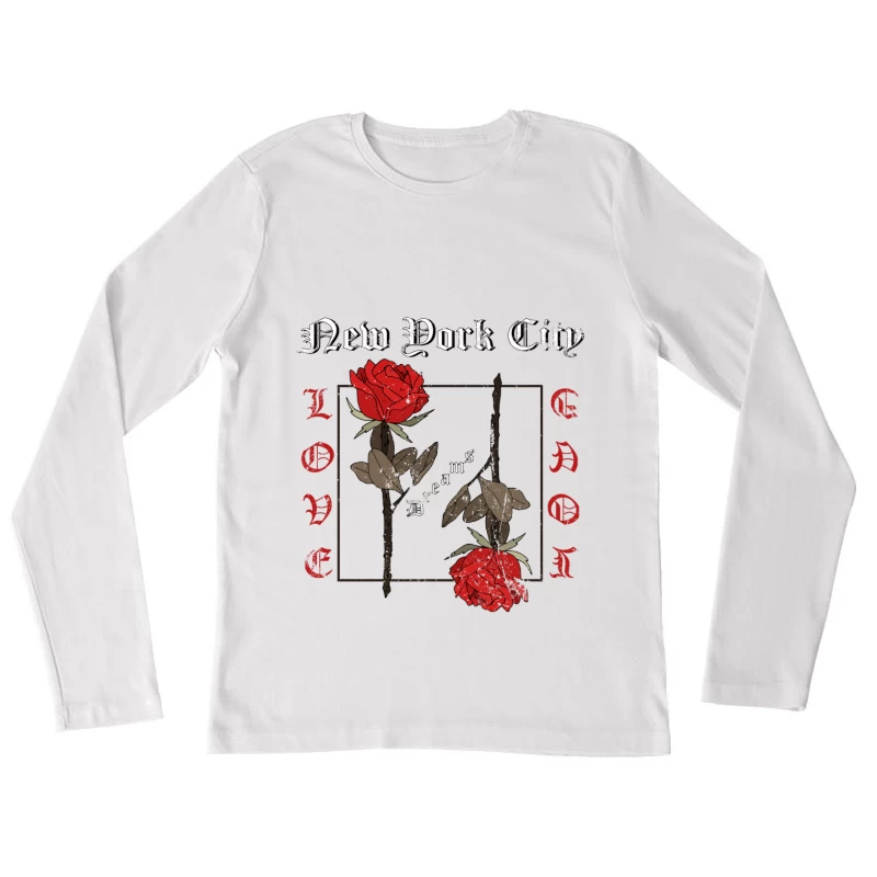 Rêves de roses de la ville de New York Femme Manches Longues T-Shirt