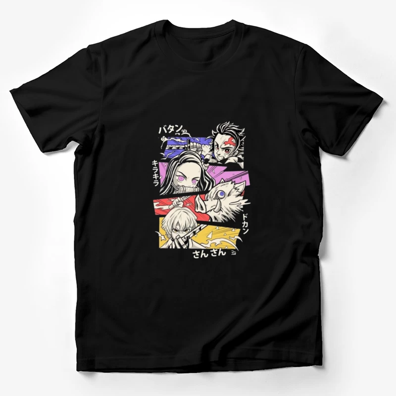 Charaktere aus einem Anime in farbenfroher Darstellung Herren T-Shirt