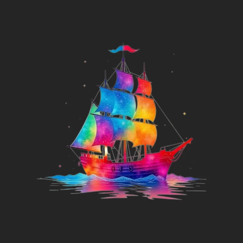 Colorful Sailing Ship Male Pullover Sweatshirt