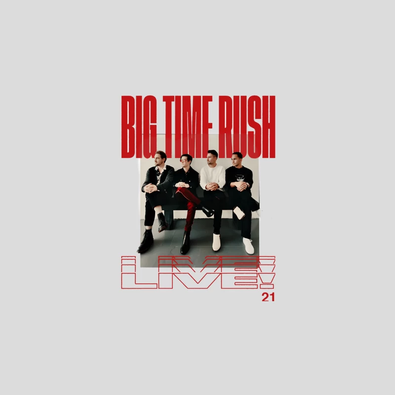 Big Time Rush Band Promotional Photo with Red Typography Design Baseball Cap